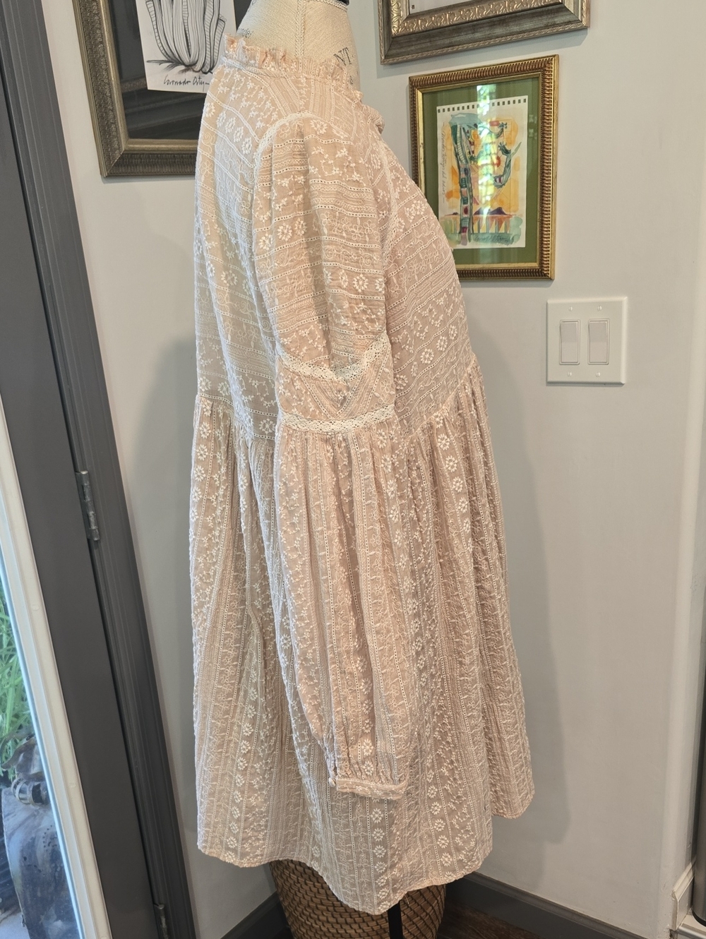 Impressions Beige Embroidered Mini Dress - Picture 8 of 11
